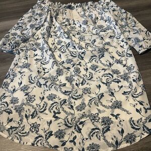 Banana Republic Navy Floral Off-Shoulder dress